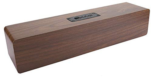 Barra de Sonido de Madera Recargable, Efecto de Graves de Altavoz de Tira con LED Digital Display de Tiempo Bluetooth Speaker Alarm Clock, 20W para el hogar/Viaje