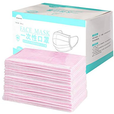 SINGOing Confezione Singola -Maschera da 50 Pezzi -Maschera monouso a 3 Strati -Panno Multifunzionale Antivento - Protezione Bocca e Naso -Sciarpa Estiva Traspirante (Rosa)