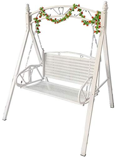 Outdoor Wrought Iron Swing Rocking Chair, Hanging Chair, Summer Adult Balcony Wrought Iron Rocking Chair Swing,White