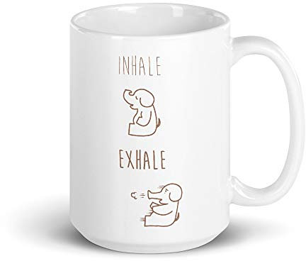 Elephant Mug, Inhale Exhale, Elephant Gifts, Elephants Mugs, Funny Animal Mugs, Elephant Coffee Cup, Personalized Mugs, Yoga Gifts, Elephant