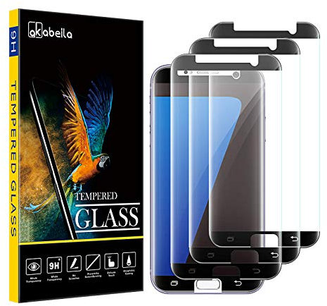 AKABEILA Samsung S7 Edge Schutzfolie, Kompatibel für Samsung Galaxy S7 Edge Schutzfolie 3 Stück Gebogen Vollständige Abdeckung HD Anti-Bläschen 9H Härte Displayschutzfolie, Schwarz