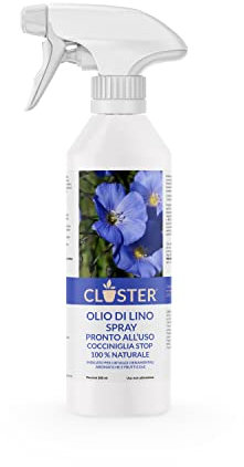 CLOSTER Olio di Lino Spray Pronto all'Uso - Rimedio e Difesa Naturale per Piante da Cocciniglia, Afidi, Acari e Insetti - Allontana i Piccoli Insetti per Orto Giardino Fiori Aromatiche (Spray 500 ML)