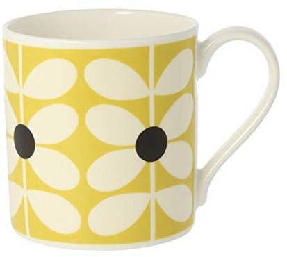 Orla Kiely 60's Stem Ochre/Yellow Quite Big Mug 350ml - Bone China
