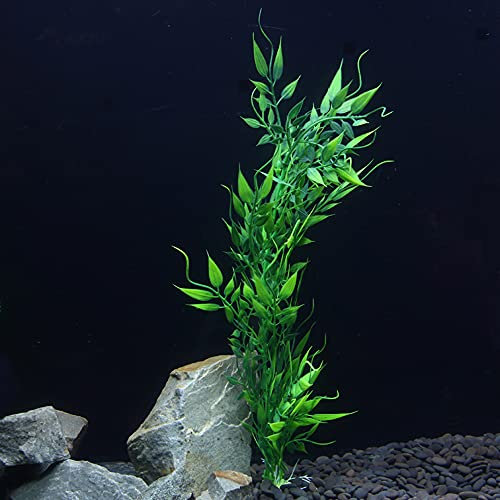 Otimark 2 Piece Realistic Aquarium Plants Silk Plastic Betta Fish Toys Tank Decor Accessories Decorations Large