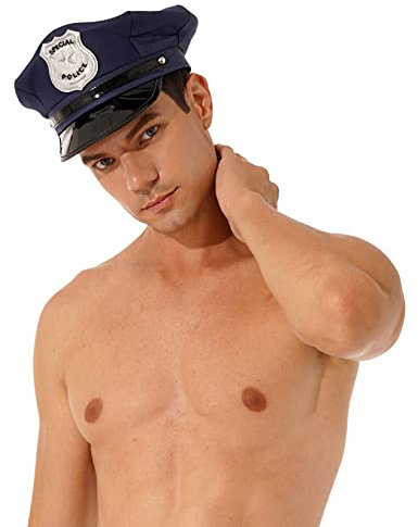 Aiihoo Polizeimütze Polizei Hut Cop Cap Polizei Kappe Erwachsene Rollenspiel Hut Bühnenleistung Zubehör Fasching Karneval Party Kostüm Blau Einheitsgröße