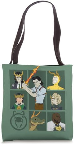Marvel Loki Variants Alligator Loki Sylvie Character Grid Tote Bag