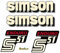 4 teiliger Simson S51 Enduro Aufkleberset Retro DDR Style