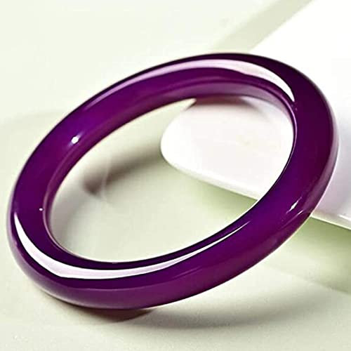 YEITH Natürliches Lila Rundes Stabarmband Für Damen Im Chinesischen Stil Klassische Edle Jadeit Armreifen Manuelles Schneiden, Geeignet Als Geschenk Für Ihre Freundin,56mm-58mm