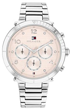 Tommy Hilfiger Montre Analogique Multifunction à Quartz pour Femme avec Bracelet en Acier Inoxydable argenté - 1782488