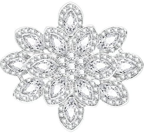 KristLand Brautbrosche Blumenbrosche mit Intarsien aus weißem Marquise-Kristallhochzeitsgeschenk mit Schmuckschatulle