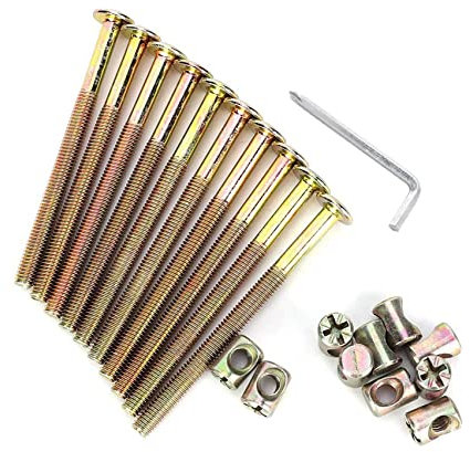 10 PCS M6*75mm Furniture Bolt Nut Set Zinc Plated Hex Socket Screw With L Type Wrench for Furniture Cots Beds Crib and Chairs (M6*75mm)