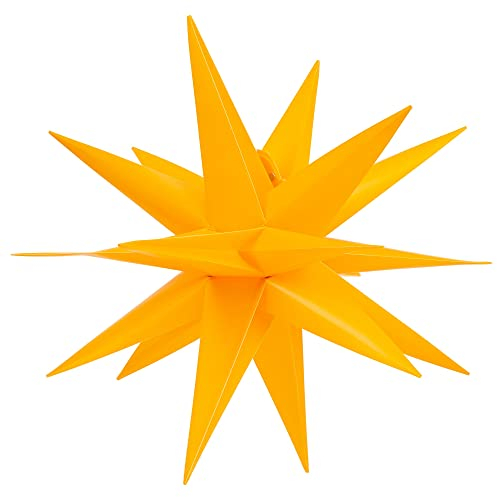 Gresonic 10LED einzeln Weihnachtsstern Lichterkette Batteriebetrieben (Gelb, Durchmesser 35cm)