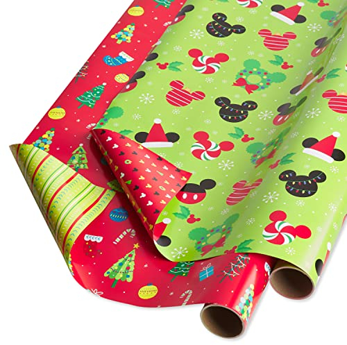 Papyrus Disney Geschenkpapier-Set für Kinder, Mickey Mouse und Weihnachtsdekorationen (2 Rollen, 60 m²)