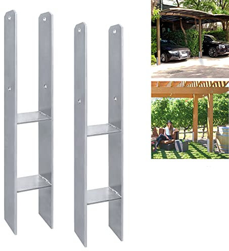 UISEBRT 4 Stück Pfostenträger Höhe: 600 mm, Breite: 81 mm, Materialstärke: 5 mm, H Anker für Pfosten