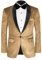 Men's Blazer Velvet Long Sleeve Regular Fit Suit Sport Coat Jacket Casual Lightweight Business Office Meeting Coat, Gold, Large