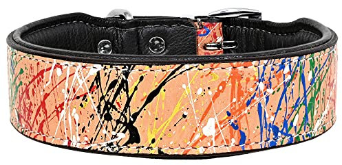 MICHUR Graphiti Braun Bunt gesprenkelt, Hundehalsband Leder, Lederhalsband Hund, Halsband, Leder, da Handgemacht, jedes Halsband EIN Unikat