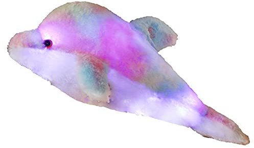 Süßes Delfin Plüschtier,Leuchtend Gefülltes Plüsch Kissen mit LED Licht Dekokissen Weiches Kissen Puppe für Kinder,Kuscheltier Stofftier Delfin Plüsch Spielzeug für Weihnachten Geburtstag Geschenke