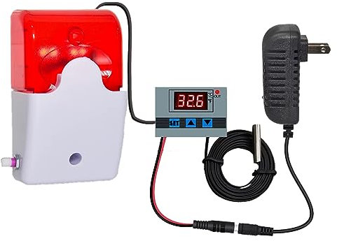 Indoor Outdoor Thermometer, Digital High&Low Temperature Monitor, Smart Freezer Thermometer with 5M Waterproof Probe, 0~120dB Adjustable Sound Light Alarm for Fridge/Cold Chain/RV/Pond/Farming/Factory