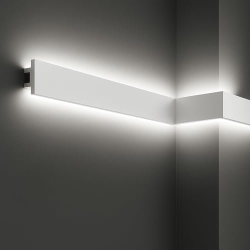 create luxury GRAND DECOR Veletta Rahmen für LED Streifen Decke und Wand - Länge 2 Meter Modular - aus HDPS (lackierbar - für doppelte indirekte Beleuchtung - KH907