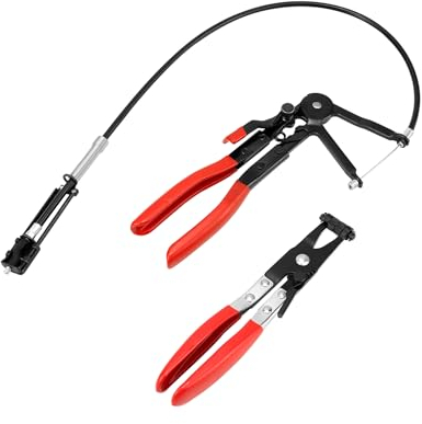 QWORK® 2 Stücke Schlauchklemmenzange, KFZ Federbandschellenzange, Flexible Hals Federbandschellenzange 650 mm