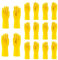 HOMESHOPA Household Rubber Gloves, 8 Pairs Small Yellow Non Slip Kitchen Dishwashing Cleaning Gloves with Cotton Lining, Flexible Long Sleeves Reusable Waterproof Gloves