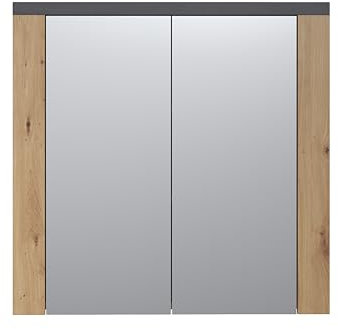 trendteam smart living - Follow - Spiegelschrank - Artisan Eiche/Matera - 3 Fächer und 2 verstellvare Einlegeböden - (BxHxT) 79 x 78 x 20 cm - Badspiegel im Landhausstil - kratzfest