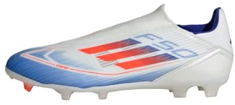 Adidas Unisex F50 League Laceless Football Boots Firm Ground, Cloud White/Solar Red/Lucid Blue, 42 2/3 EU