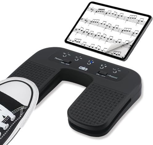 Tavsou Bluetooth-Page-Turnerpedal, wiederaufladbar, für Smartphones und Tablets, leise (Plus)