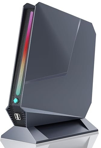 Fsjun Win 11Pro&Office 2019 High Performance Mini Computer,Core I7-8750H(up to 4.1GHz) Mini PC, NVIDIA GTX 1050,32GB RAM 1TB NVMe SSD RGB Lighting/USB 3.0/HDMI/Type-C/RJ45 (Gray, 32+1TB SSD)