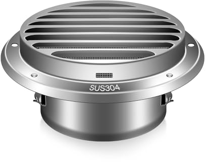 Aygrochy Griglia di ventilazione 100 mm, in acciaio inox 304, rotonda, griglia di scarico, avvitabile, griglia di protezione dagli insetti, flangia, griglia di ventilazione
