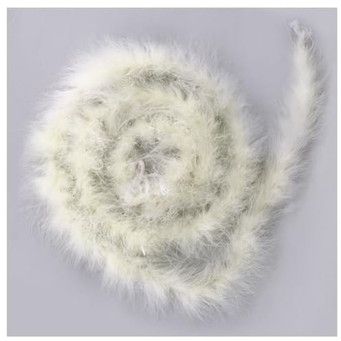 Hrlace 2 Meter Marabu Federboa Natürliche Truthah Feder Boa Flauschige Marabu Boa Feder Girlande Weihnachtsgirlande für DIY Basteln Hochzeit Weihnachten Tanzen Party Dekorationen 16g Beige