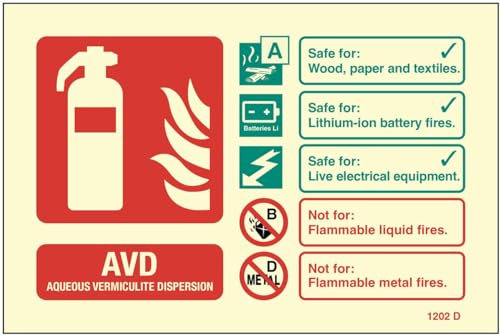 AVD (batteria al litio) identificazione estintore (autoadesivo, bagliore al buio, segnale di sicurezza)