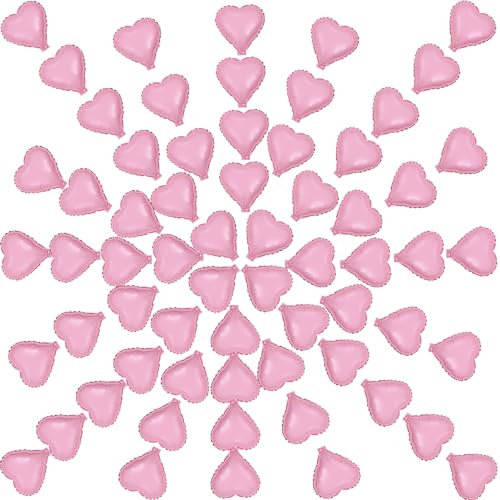 Lot de 100 ballons en aluminium Mylar en forme de cœur pour la Saint-Valentin, mariage, anniversaire, fiançailles, décoration de fête unique (12,7 cm, rose)