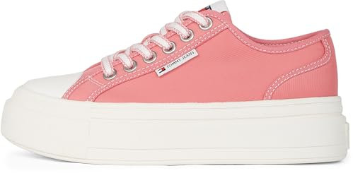 Tommy Jeans Baskets Semelle Compensée Femme Foxing Basses, Rose (Preppy Pink), 40