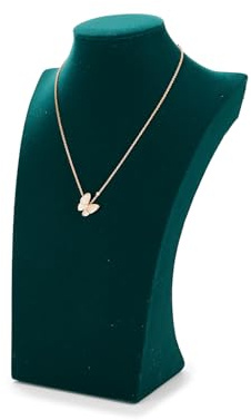 Oirlv Jahrgang Grün Samt Schmuck Büste Halskette Display Stand Einkaufszentrum Zähler High-End Schmuckständer (H30cm)