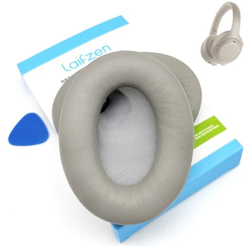 Lambskin XM4 Ohrpolster für Sony WH-1000XM4 Kopfhörer, Ersatz 1000 XM 4, echtes Schaffell, Ohrpolster, Ohrenschützer, Ohrenschützer (Silber)
