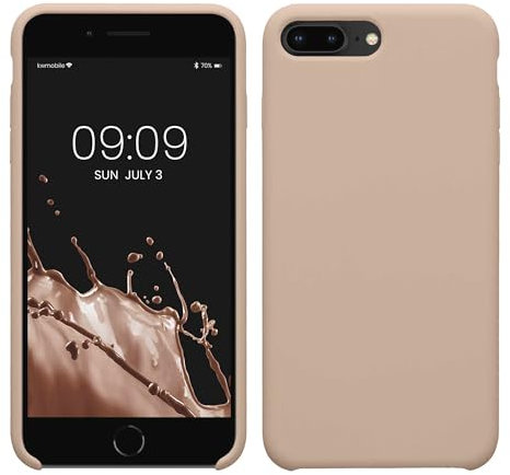 kwmobile Carcasa Compatible con Apple iPhone 7 Plus/iPhone 8 Plus Funda - Case TPU y Silicona antigolpes - Apto Carga inalámbrica - Beige Rosa Claro