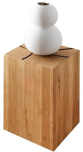 Lomadox Beistelltisch Massivholz B/H/T ca. 30/46/30 cm Ablagetisch Wohnzimmer Tisch Blumentisch modern in Eiche mit Hirnholz
