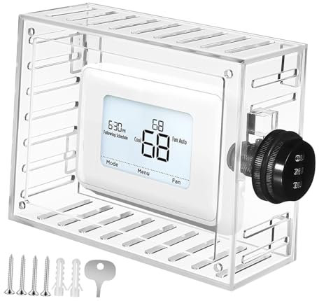 Angoily Rmostat Lock Box Acrylic Thermostat Cover Home Thermostat Guard 15.2x11.9x5.6cm Keyed Thermostat Protect