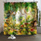 Xiaoterna Märchenwald Duschvorhang Pilz Grüner Baum Gras Badvorhang Frühlingszauber Verzauberter Wald Fantastischer Dschungel Duschvorhang Maschinenwaschbar Wasserdichter Stoff 150x180cm