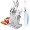 AVEKI 6-Piece Stainless Steel Cooking Knife Set with Acrylic Stand, Ultra Sharp Marble Cracks Chef Knives with Ergonomic Handles, Suitable for Home (White)