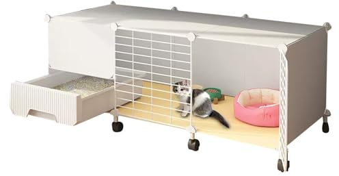 Cat Furniture, Cat Sleeper, Outdoor Kennel, Indoor with Litter Box, Catio Outdoor Cat Enclosures Cages House, Cat Kennel, Detachable Kennel Indoor Crate for Indoor Kitten