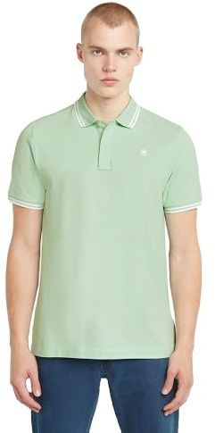 G-STAR Men's Dunda Slim Stripe Polo Shirt, Birds Egg Green D17127-5864-g992, L