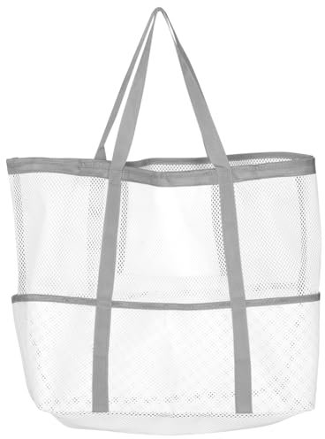 BESTYASH Bolsa De Playa Grande De Malla Para Mujer Tote Portátil Para Piscina y Gimnasio Con Bolsillo Con Cremallera Para Vacaciones y Almacenamiento De Accesorios De Playa