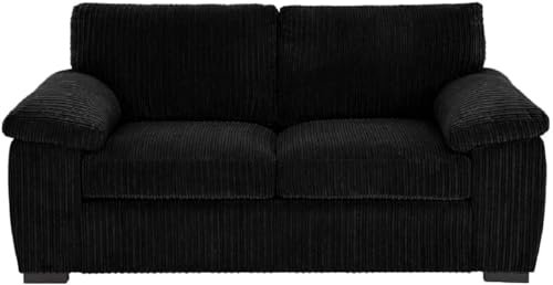 AMALFI LUXOR Jumbo Cord Sofa Set (Black, 2 Seater)