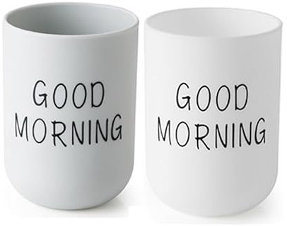 Toothbrush Cup 2Pcs, Bathroom Toothbrush Holder, Storage Cup 300ml, Drinking Cup, Reusable (Gray + White)