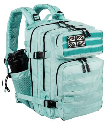 LHI Tactical Military Backpack for Men and Women 35L Army Assault Pack Bag Small Rucksack with Bottle Holder - Mint green