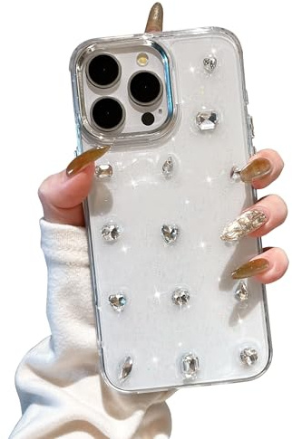 EYZUTAK Case for iPhone 16 Pro, Bling Glitter 3D Rhinestone Diamond Case | Sparkly Crystal Clear Phone Cover, Diamond Aesthetic Design, Slim Soft Durable TPU Transparent Protective Cover, for Girls