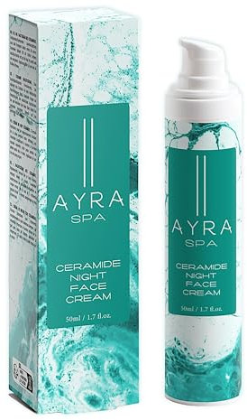 AYRA SPA - Ceramide Nacht-Gesichtscreme | Mit Aloe Vera, Kakaobutter, Jojobaöl | Enthält komplexe Lipide & Fettsäuren | VEGAN & 99% natürlich | COSMOS-zertifiziert