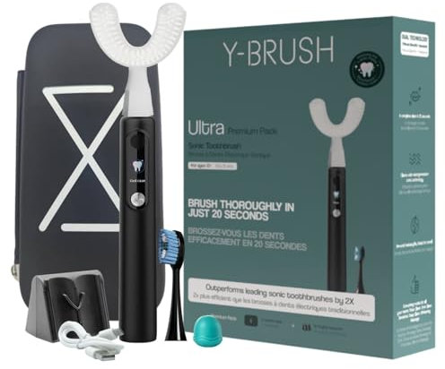 Y-Brush Ultra Pack Premium - Elektrische Schallzahnbürste - Y-Brush - 6 Monate Akkulaufzeit - 6 Schallmodi - Ultra Pack Premium für Erwachsene (Ultra Pack Premium, Erwachsene (12–99 Jahre))